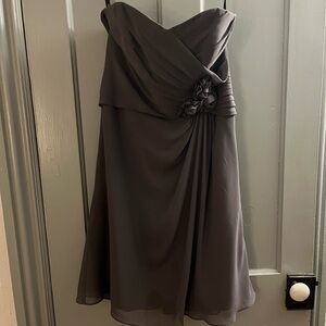 Alfred Angelo grey strapless dress with floral detail